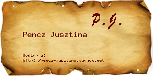 Pencz Jusztina névjegykártya