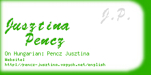 jusztina pencz business card